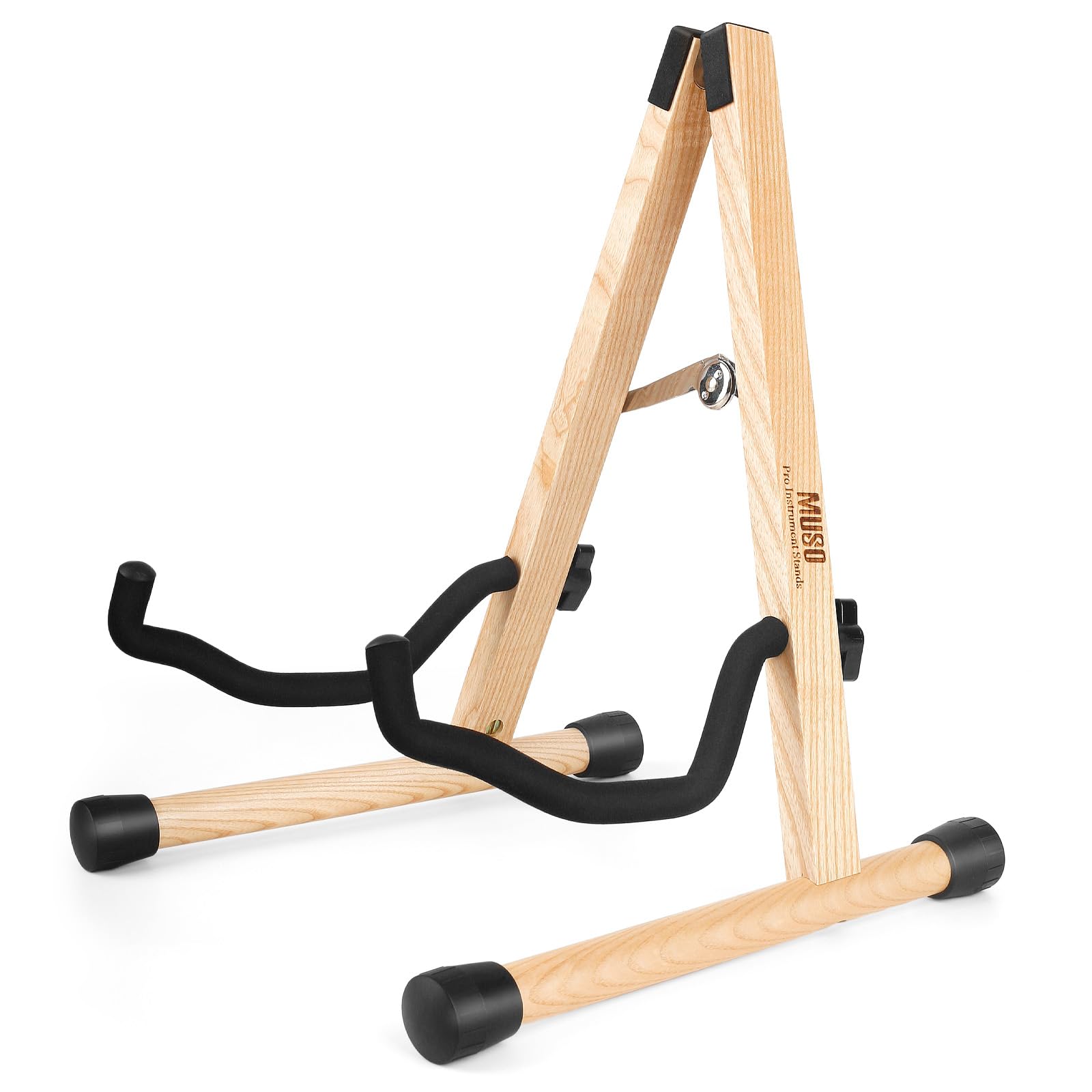 Muso Brown Guitar Stand, A-Frame Folding, Easy Assembly And Portable, For Bass, Ukulele, Banjo, Cello, Mandolin, Solid Holder, Durable (Ashwood)