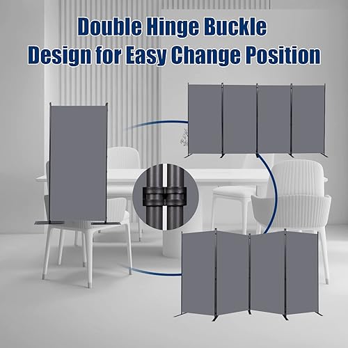 Vista 88 de Divisor de habitación portátil de 6 pies y pantallas de privacidad plegables, divisor de tela de 102 pulgadas de ancho para separación