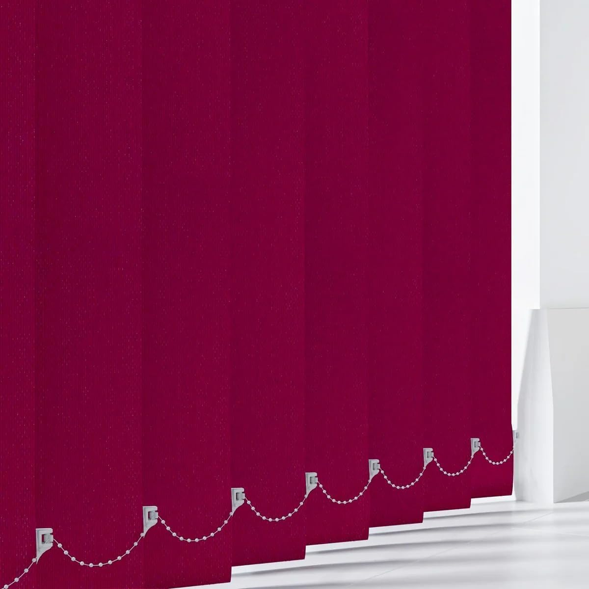 Made to Measure Blackout Vertical Blind Slats 89mm (3.5") PVC | Waterproof Replacement Louvres | Wipeable Window Replacement Louvres (Up To 150cm, Hidden Weights, Aqualush Red)