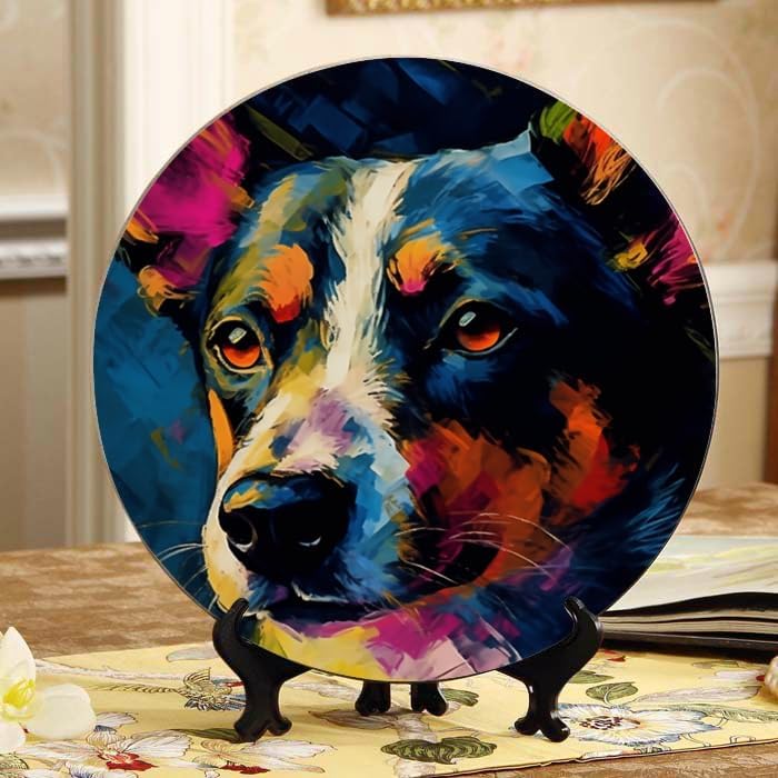 Forest Moon 10-inch Ceramic Plate for Wall Display or Tabletop, with Stand & Hook DP-093473591