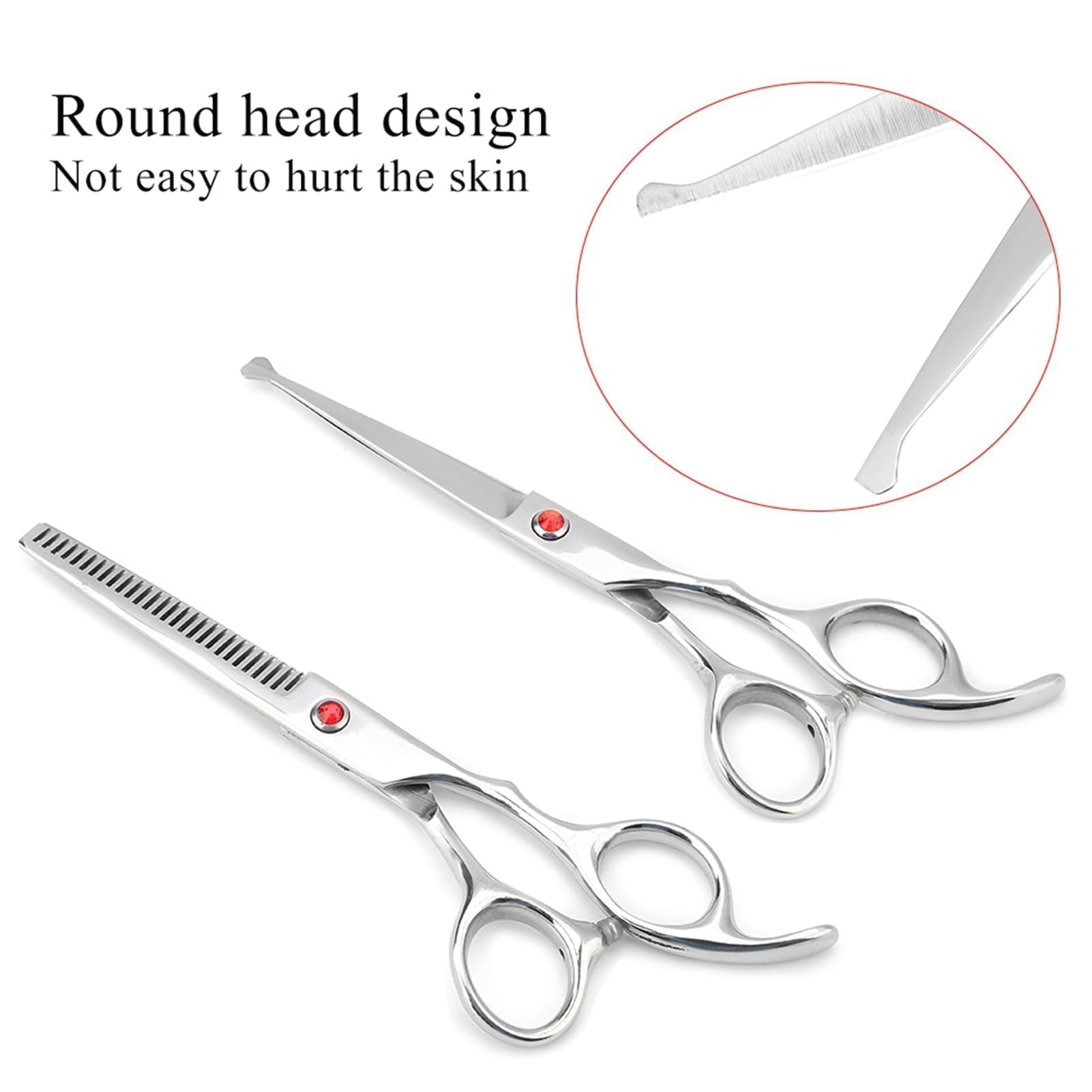 Professionelles Haarschneiden Ausdünnende Schere Set Runde Kopfschere Baby Friseur Schere Set Für Baby Kinder(rot)