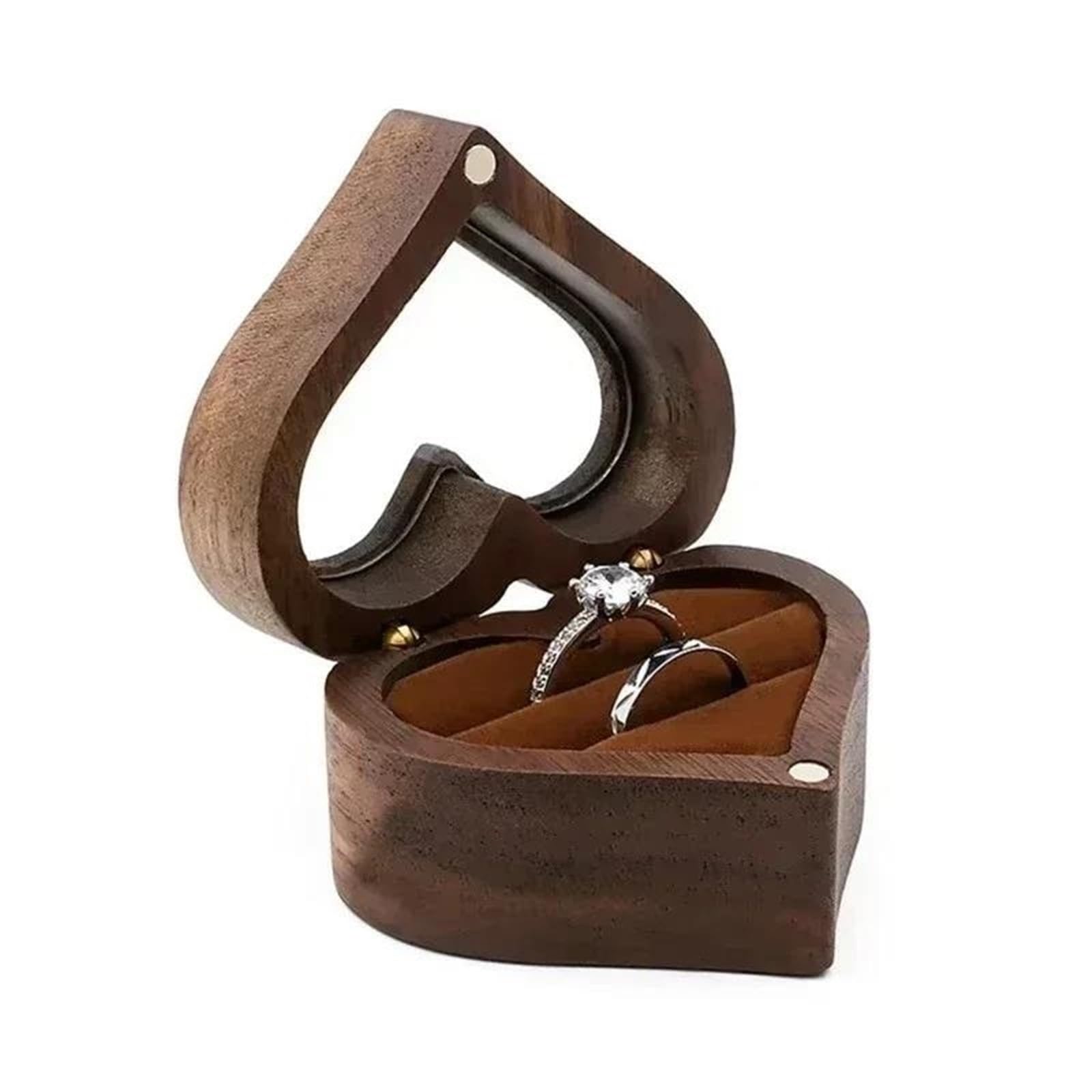 Organizador de collares para ceremonia de boda, joyero, caja de almacenamiento para propuesta de boda, 1 unidad, grabado personalizado, caja de madera de nogal con forma de corazón para anillos y