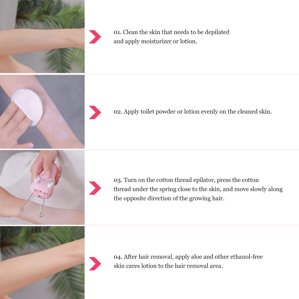 Naroote Fecitura dei del Viso per Donne, Dispositivo di Depilazione del Viso USB Ricaricabile con Filo Filo di Cotone Epilatore di Cotone, per, Gambe, Braccia e Corpo (Oro rosa)