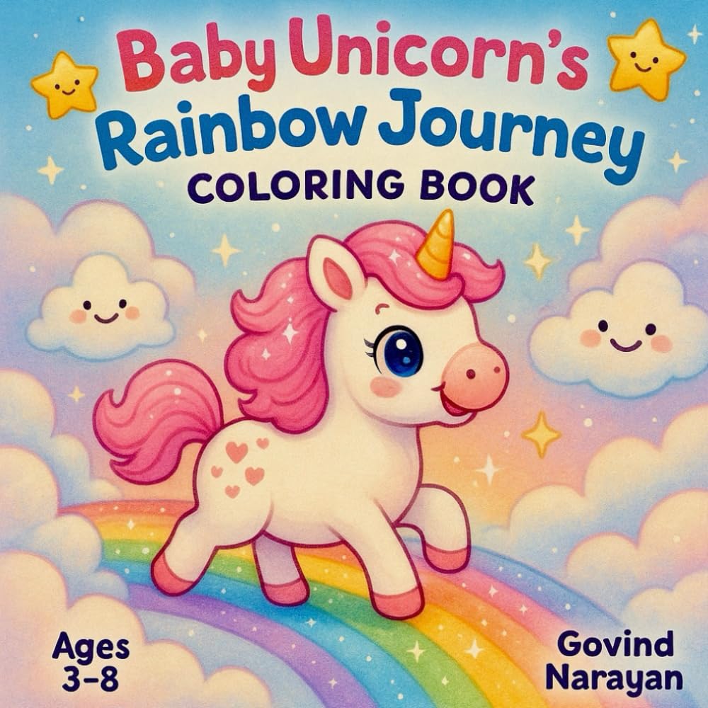 Baby Unicorn’s Rainbow Journey: A Cute & Magical Unicorn Coloring Book for Kids Ages 3–8