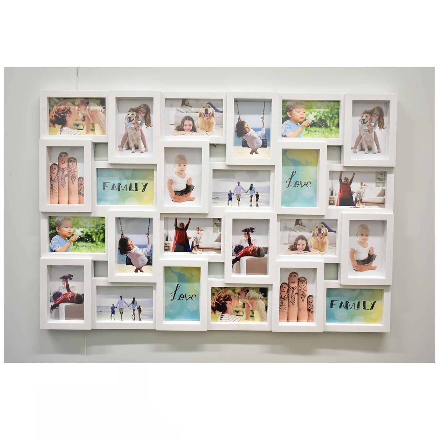 Biznest 24 Pictures Multi Aperture Photo Frame For 24 Photos Holds 6X4 Inch White from B&Q