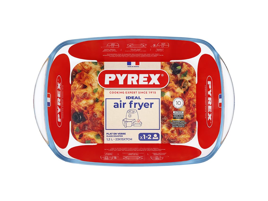 Plat air fryer - PYREX - 1450143 - Rectangulaire - En verre borosilicate - 23 x 15 cm