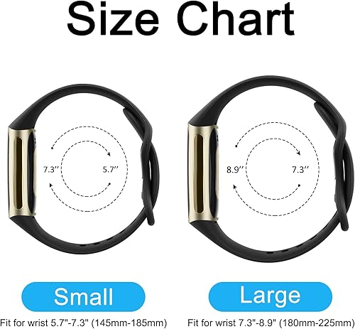 Miniatura 5 de Paquete de 3 bandas de silicona para Fitbit Charge 5, pulseras de repuesto ajustables para Fitbit Charge 5 mujeres y hombres, talla S y L (sin