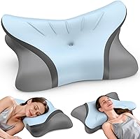 HAMYODO Cervical Pillow for Neck Pain Relief - Ergonomic Memory Foam Contour Pillow with Dual Heights for Side, Back & Stomach Sleepers