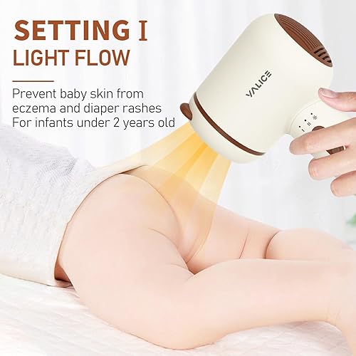 Miniatura 2 de Secador de pelo de bebé inalámbrico para bebés, secador de pelo pequeño recargable de aire suave a baja temperatura para piel de bebé con 3 ajustes