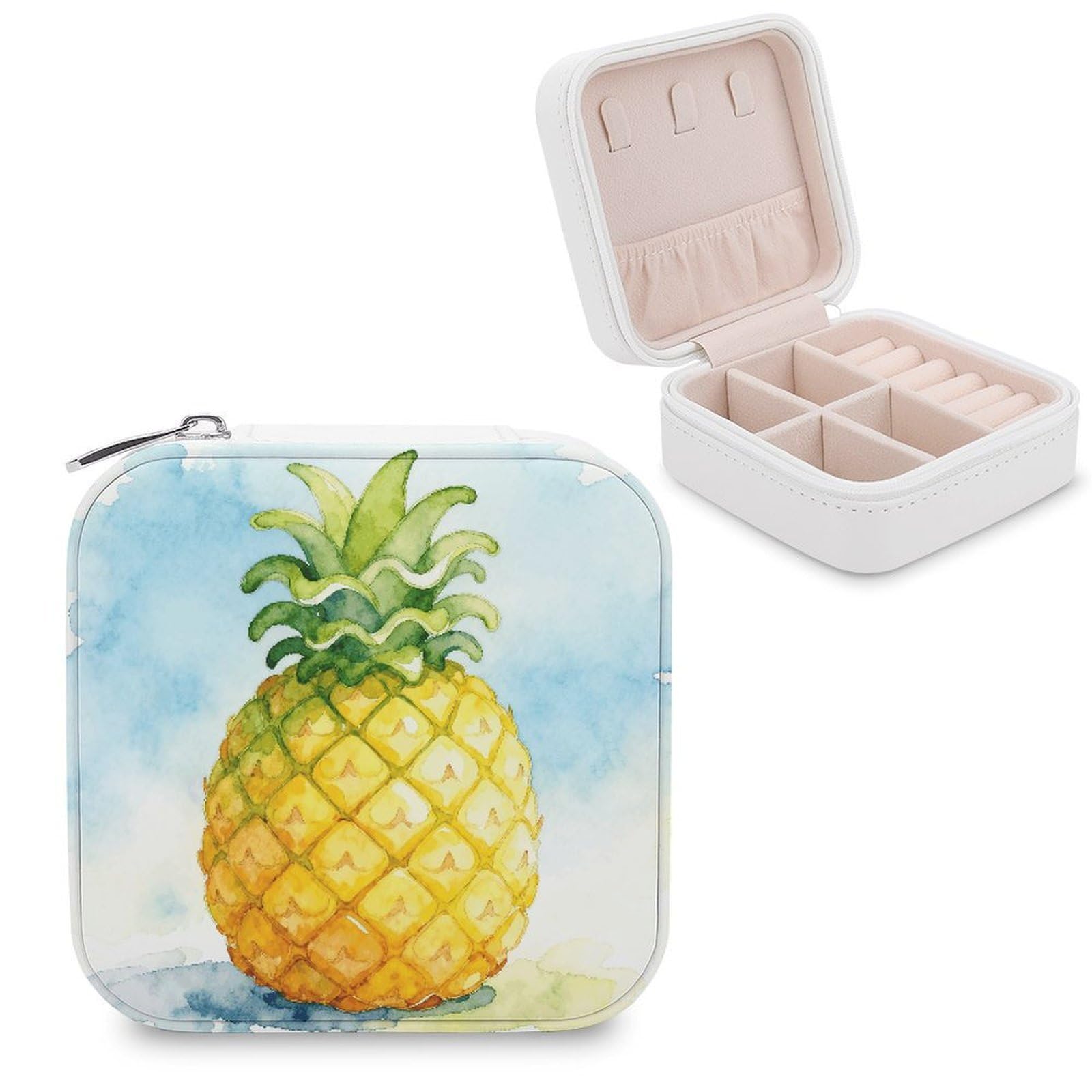 FekiLoot Pineapple Jewelry Box Exquisite Jewelry Organizer Silver Gold Trinket Storage Case Multi Compartments Cute Earrings Ring Necklace Holder For Woman Household Gift