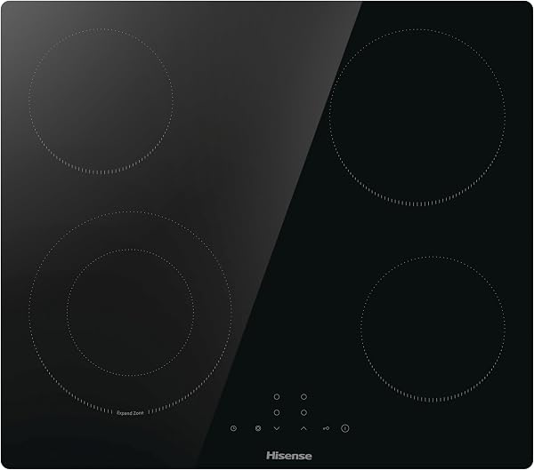 Hisense E6422SC Built-in 60cm Electric Ceramic Hob with Child Lock, Touch control, Timer Function - Black 6400W - 1