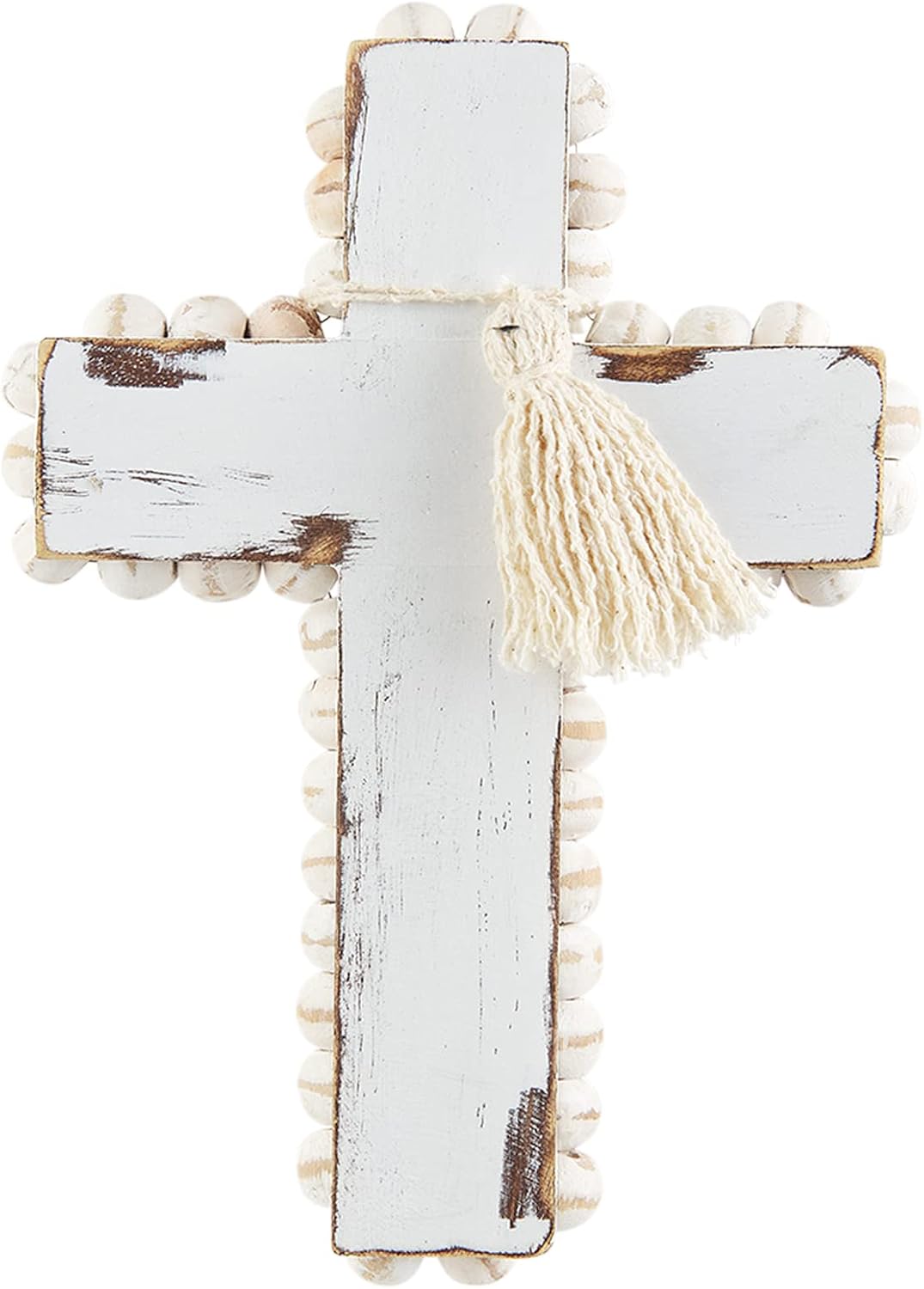 Mud Pie Wood Bead Cross, Small, 6.5" x 4.4"