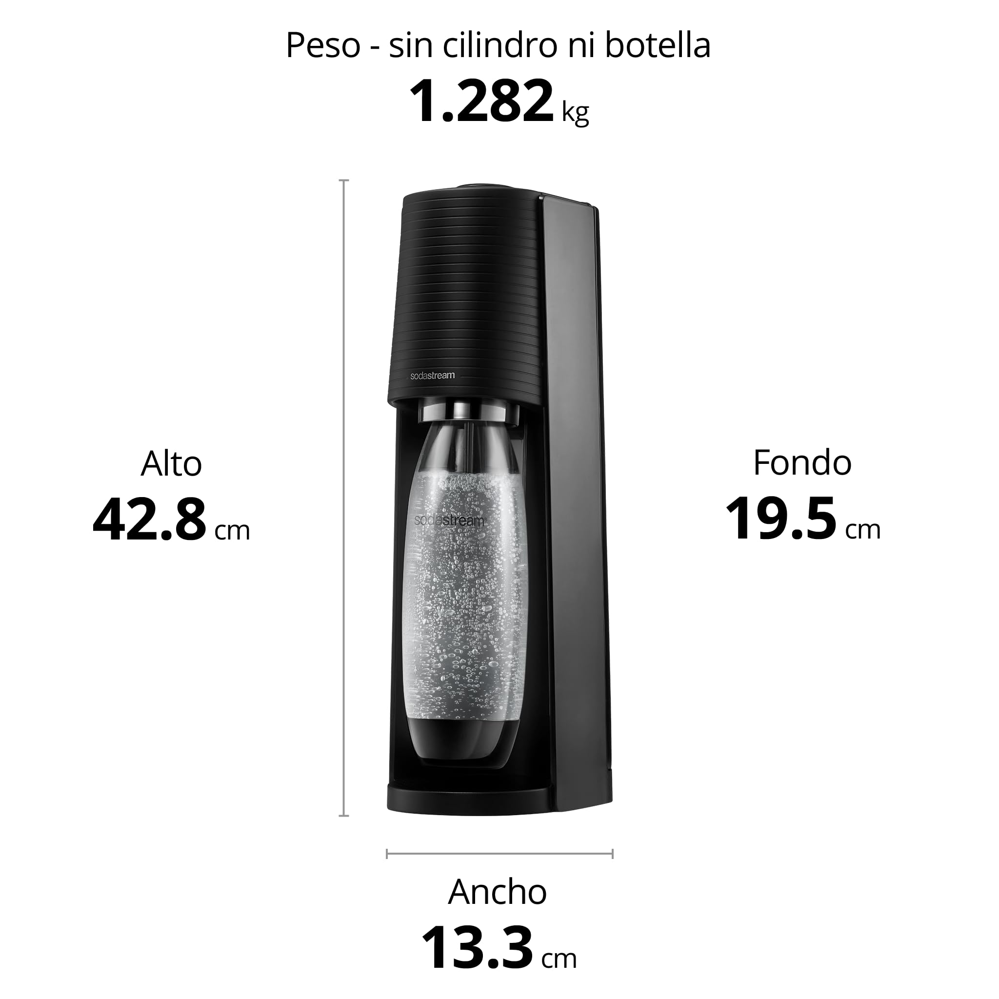 sodastream Terra Machine à Eau Pétillante Pack 1 Bouteille 1L + 2 Bouteilles 0,5L Compatibles Lave-Vaisselle + 1 Recharge de Gaz 60L à Clipser | Noire [Amazon Exclusive]
