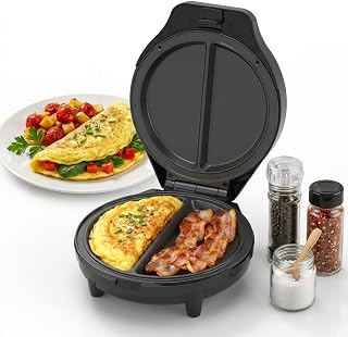GEELII Dual-Zone Electric Omelette Maker - 1000W Double-Sided Egg Cooker, Non-Stick Plates, Cool-Touch Handle for Home, Dorm & Travel