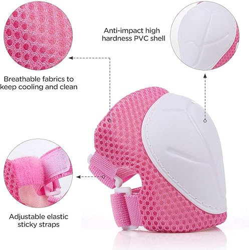 Miniatura 3 de DaCool Juego de casco de bicicleta para niños, rodilleras para patineta, coderas, muñequeras ajustables para niños de 3 a 10 años, equipo de