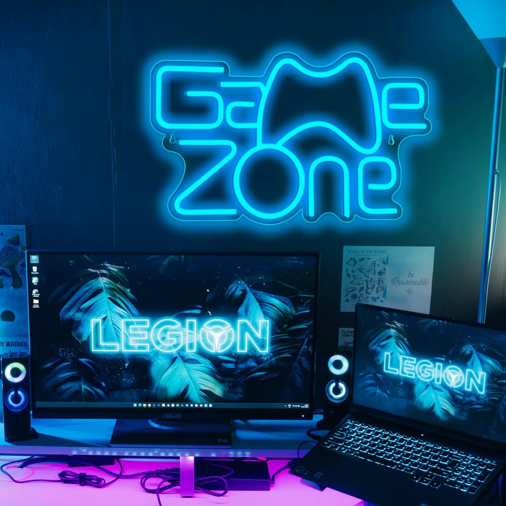 A Dan Game Zone Neon Segno,Game Neon Segno per Gamer Room Decor,Gaming Signs per Teen Boys Room Decor con USB Alimentato per Game Room,Camera da letto,Segni Led Regali