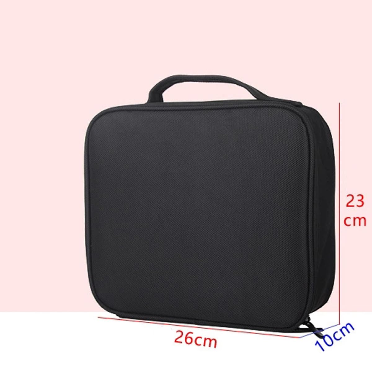 Estuche de Maquillaje Negro Portátil con Divisores Ajustables y Bolsillos para Brochas, Bolsa de Viaje para Cosméticos Adecuado para Viajes y Almacenaje Compacto