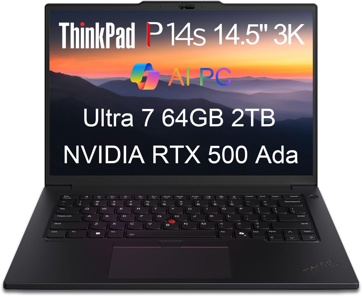 Lenovo ThinkPad P14s Gen 5 Mobile Workstation Laptop (14.5" 3K QHD 120Hz, NVIDIA RTX 500 Ada, Intel Core Ultra 7 155H, 64GB DDR5 RAM, 2TB SSD) AI PC for Designer, Engineer, FP, IR Webcam, Win 11 Pro