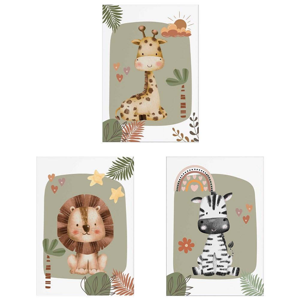 Arte de pared con animales de guardería estilo boho para habitaciones infantiles