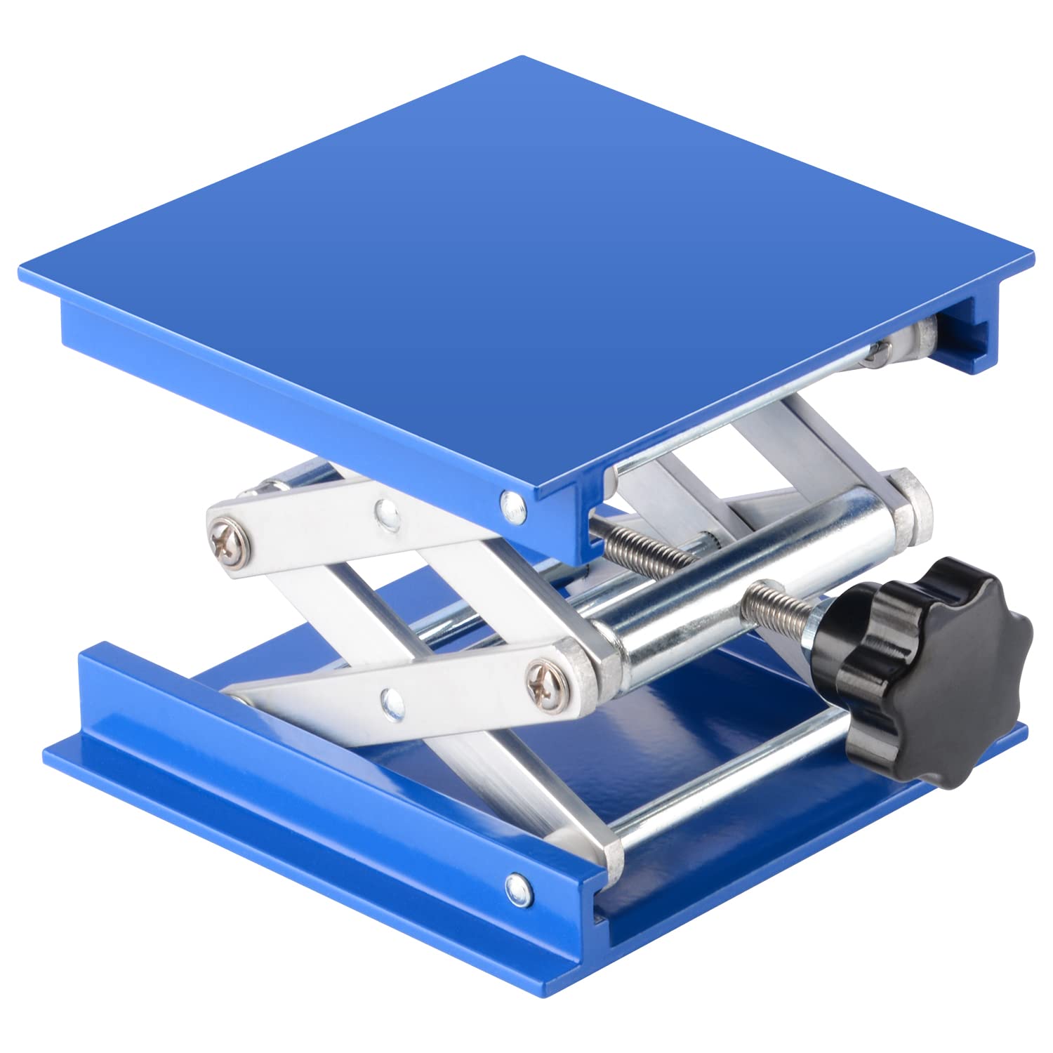 Labasics Cric de Laboratoire, Plate-forme à Ciseaux en Aluminium Anodisé de 100x100 mm pour Support de Laboratoire avec Poids de 5 KG, Portée de 45 à 140 mm