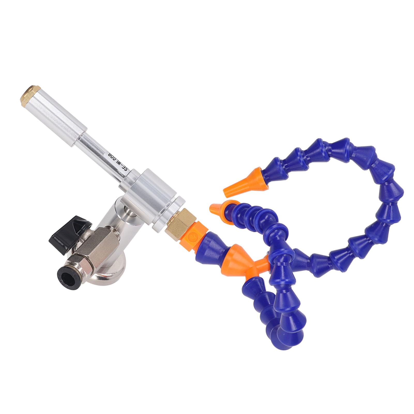 Juego de pistola de enfriamiento de aire frío para procesamiento industrial de metales y madera: incluye tubo flexible de doble extremo, conectores, válvula y base magnética, con