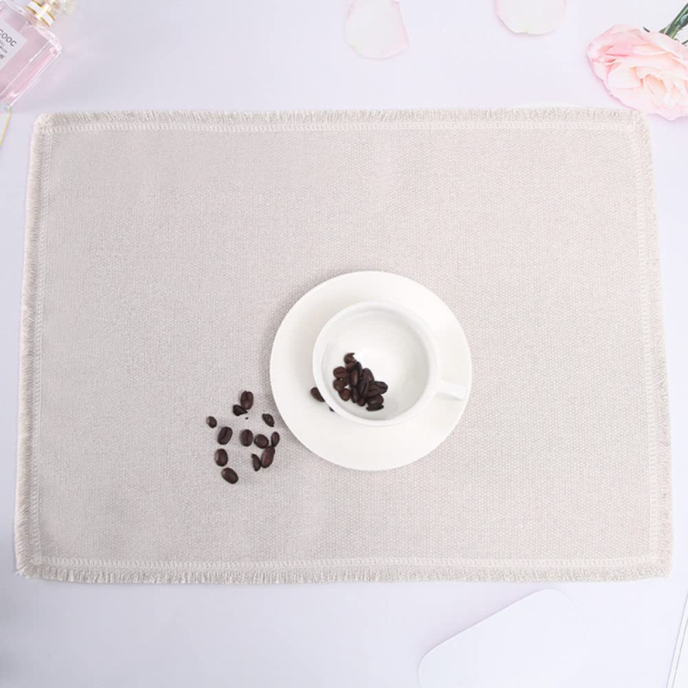 OZEO Salvamanteles,Manteles Individuales para Mesa De Comedor, Manteles Individuales De Lino De Algodón, Manteles Individuales Simples con Borlas Trenzadas, Manteles Individuales Resistentes Al C
