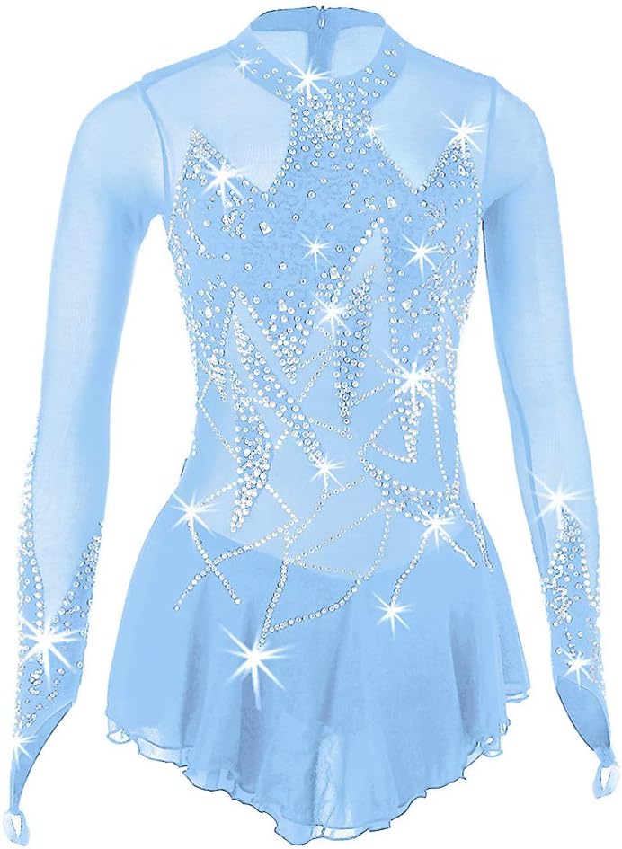Kids Figure Skating Competition Dress Rhythmic Gymnastics Leotard Activewear Girls hinestone Ice Skating Costumes