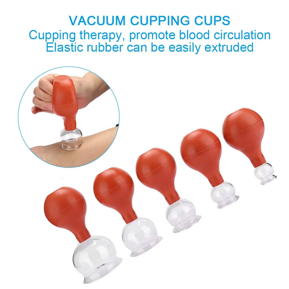 5-teiliges Set Vakuum-Schröpfbecher Set, Glas-Schröpfbecher Schröpfen Manuelle Rückenmassagegeräte für die tägliche gesunde Pflege, Körpertherapie Glasschröpfen für Rückenmassagegeräte Massage-Schrö