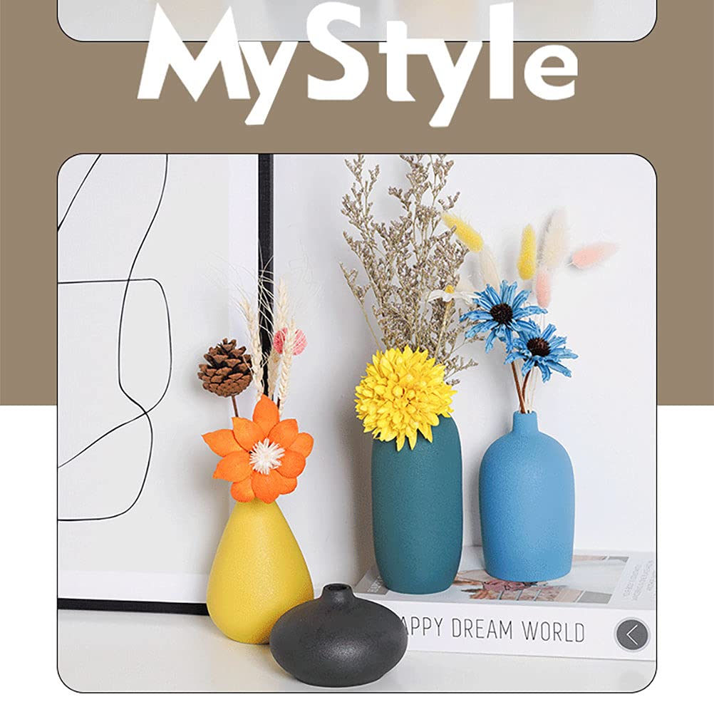 Sziqiqi Jarrones Pequeños de Cerámica para Flores, Juego de 4 Decorativos para Sala de Estar, Mini Hechos a Mano Mate para Decoración de Centro de Mesa Moderno
