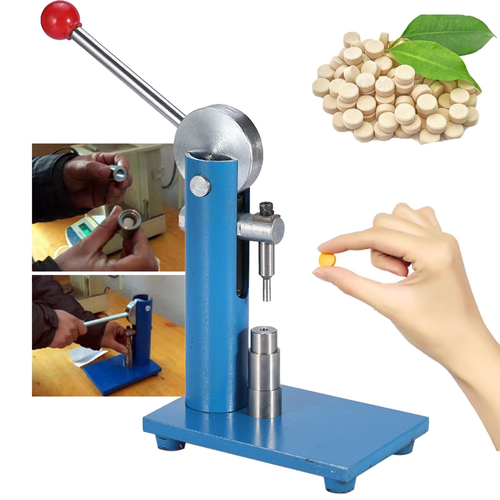 Prensa Manual para Tabletas De 6 Mm, 8 Mm, 10 Mm Y 12 Mm - PresióN De 400 Kg, Prensa De Palanca para Tabletas, Prensa De Laboratorio para Polvo, Herramienta para Cortar Pastillas.,8mm