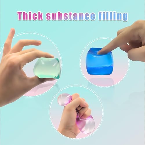 Miniatura 2 de Juego de 4 juguetes de cubo para el estrés, color rosa, morado, verde, azul, más grueso y duradero, de tiro lento, juguetes sensoriales para adultos