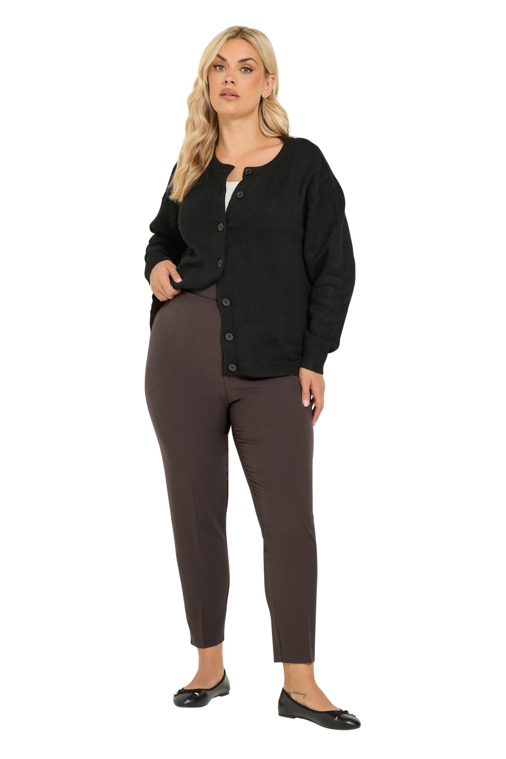 Yours Women's Brown Curve Chocolate Tapered Trousers - Plus Size Curve