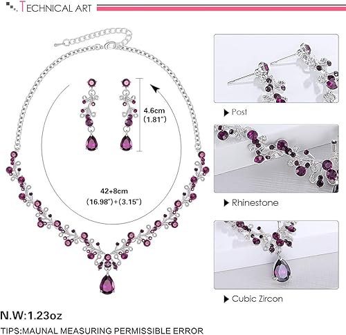 Miniatura 3 de Juego de collar y aretes Lilie  White de cristal y circonita cúbica para mujer