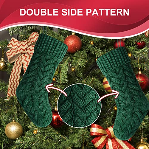 Kunyida Pack 4,18 Inches Burgundy, Green, Ivory, Gray Knit Christmas Stockings #TOP4