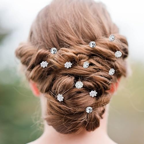 Vista 7 de SUMAJU 40 pinzas para el cabello de novia, horquillas de flores para mujer, pasadores de pelo con diamantes de imitación perlas, pinzas