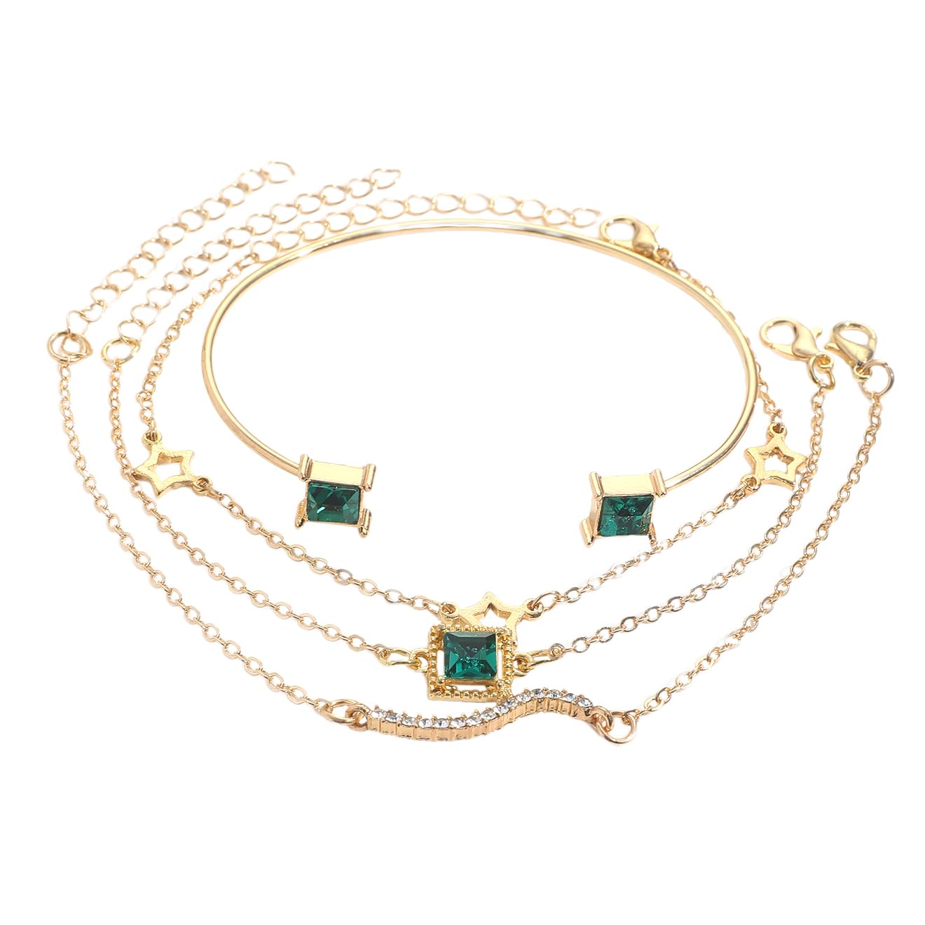 shining diva fashion Latest Stylish 4pcs Multilayer Green Crystal Bangle Bracelet for Women and Girls (14754b)-picture-30