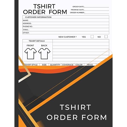 tshirt order form log book | 8.5 " x 11 " | 100 Pages