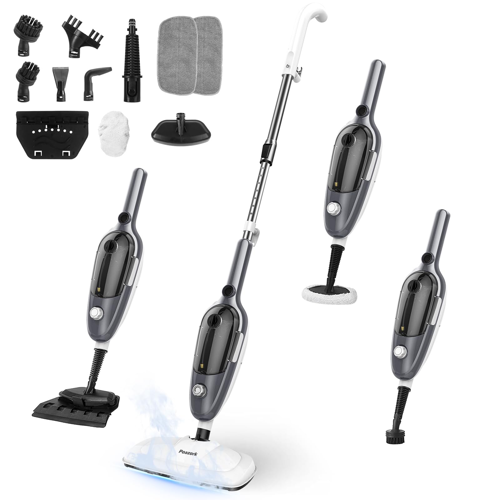 Photo 1 of Steam Mop - All-in-one Powerful Handheld Steam Cleaner Detachable Floor Steamer with 11 Accessories, MultiPurpose Steamer for Hardwood Floors, Clothes,Windows,Tiles,Carpet, Whole Home Use(Grey?