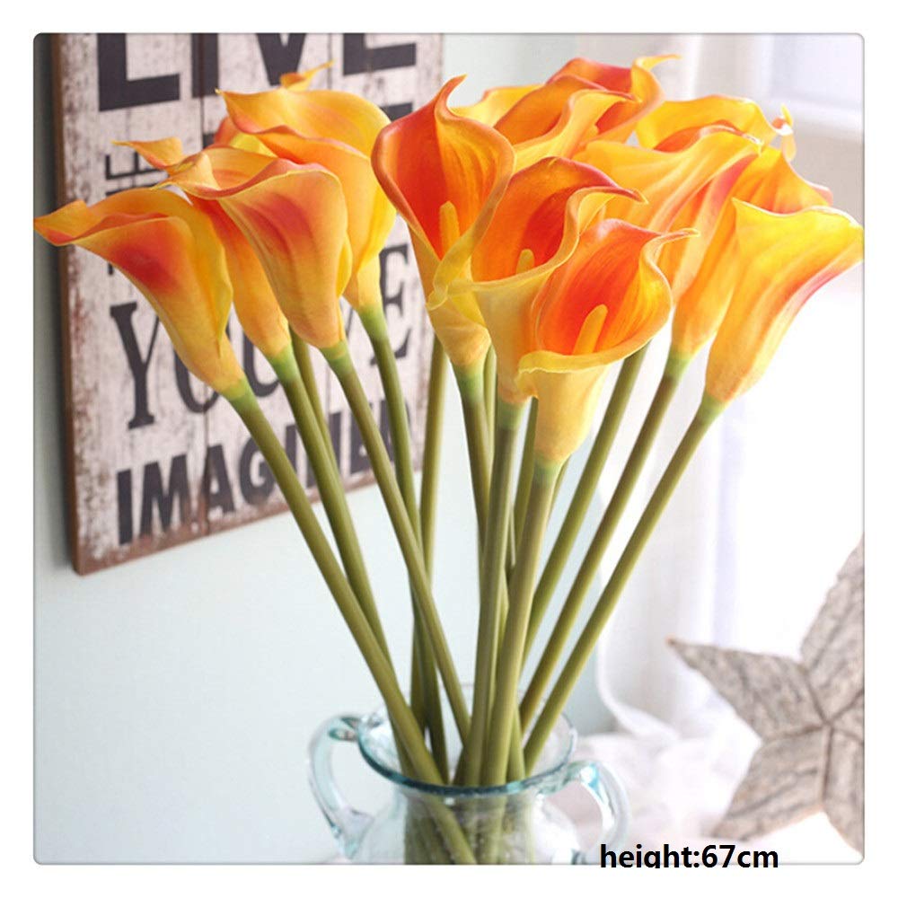 Artificial Flowerreal Calla Lily Artificial Bridal Wedding Bouquet Head Decoración De La Boda Home Party Decor 67cm