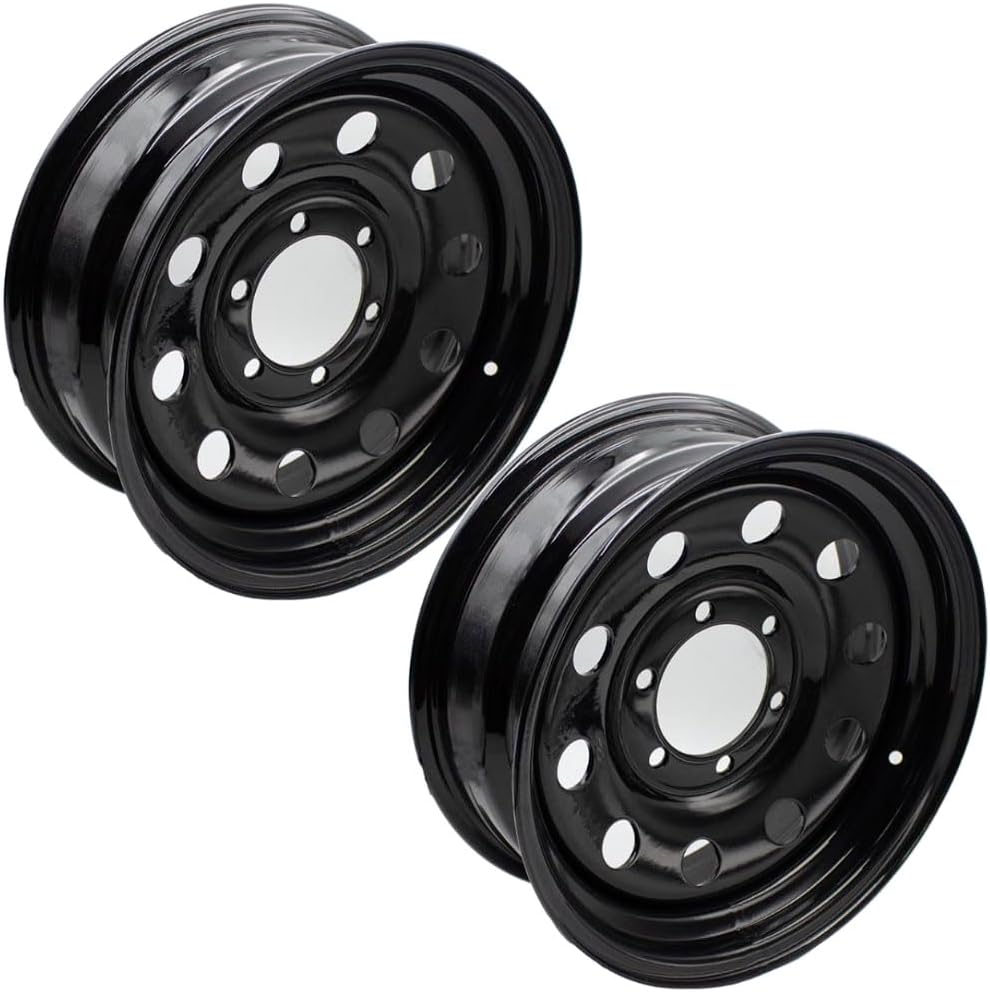 2 PACK Black 15x6 Trailer Rim Wheel 6 Lug Holes On 5.5 6x5.5 15 inch 15 X 6 X 5.5 Bolt Circle Steel Equipment Trailer Rim Wheel