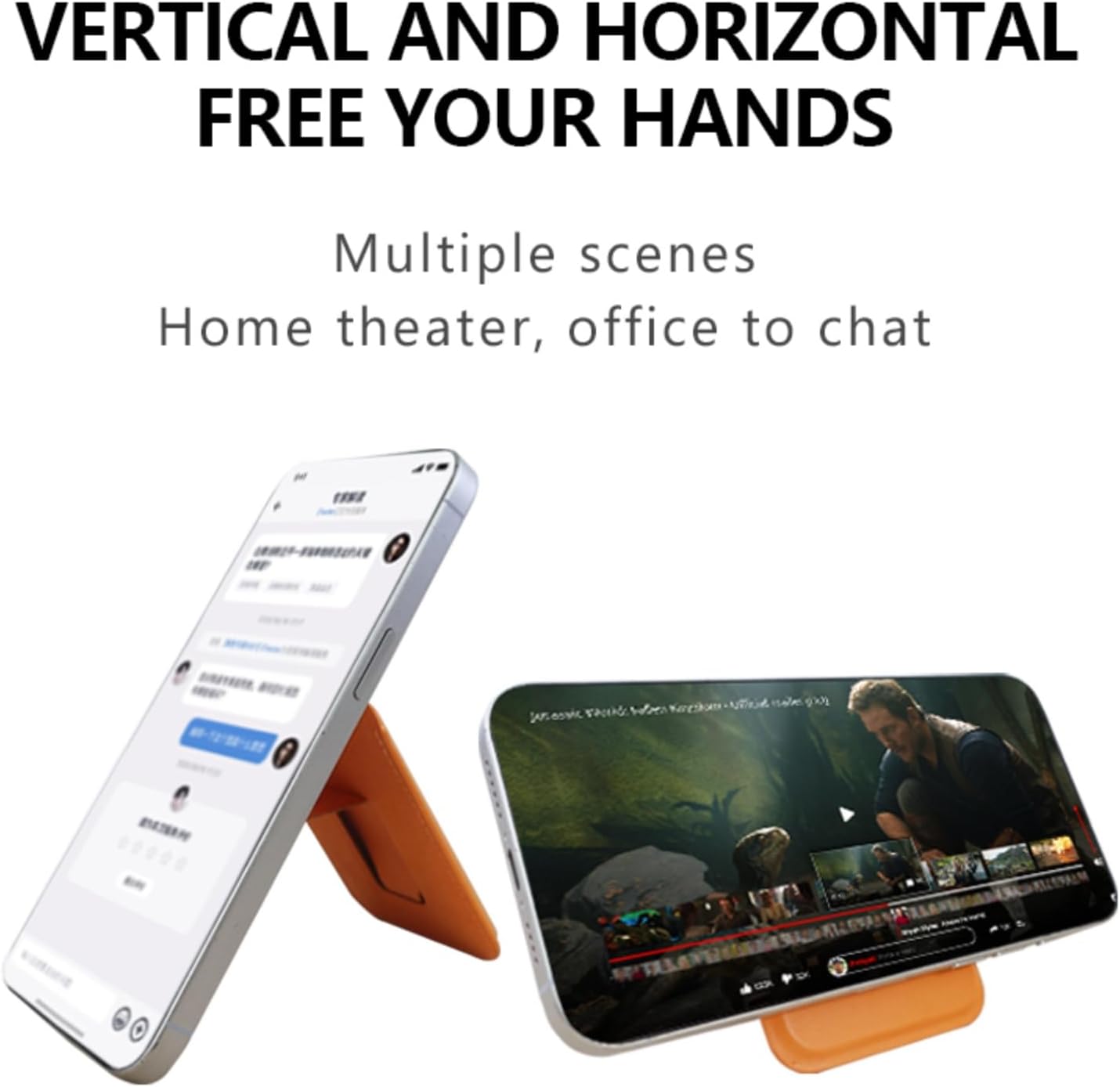 2-in-1 Magnetic Card Holder Stand for iPhone 17/16/15/14/13/12 Series, Ultra-Thin Adjustable Stronger Magnetic Wallet, Leather Card Clip, Holds 2-5 Cards (Orange) - Image 4