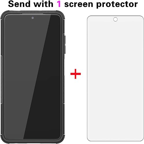 Miniatura 2 de Funda de teléfono para Xiaomi Poco X3PocoX3 NFC con protector de pantalla de vidrio templado y soporte Kickstand duro resistente híbrido celular