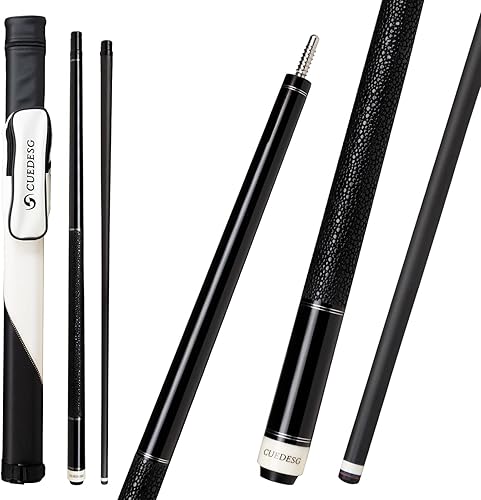 Miniatura 1 de Palo de taco de piscina de fibra de carbono 0.413 in0.465 in0.492 in, palo de piscina de baja desviación, palo de taco profesional con estuche