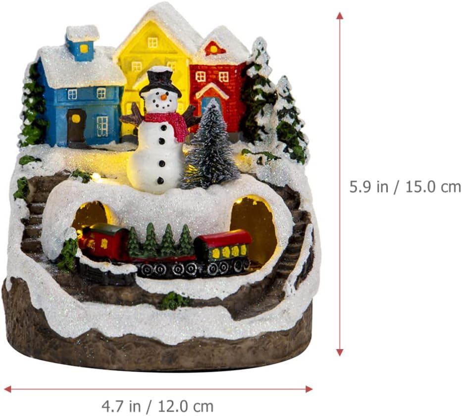 Gadpiparty Christmas Village House with Music and Led Lights Decorative Lighted House with Train Holiday Tabletop Ornament for Home Christmas