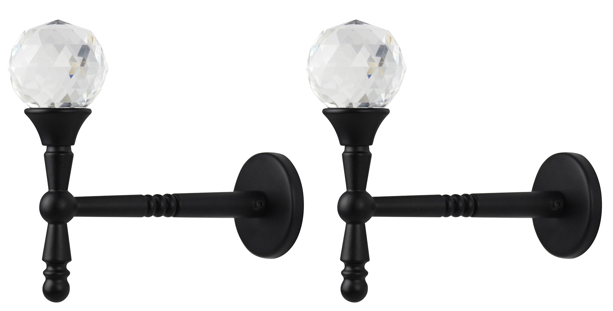 Urbanest Set of 2 Nero Crystal and Metal Drapery Tieback Holdback, Black