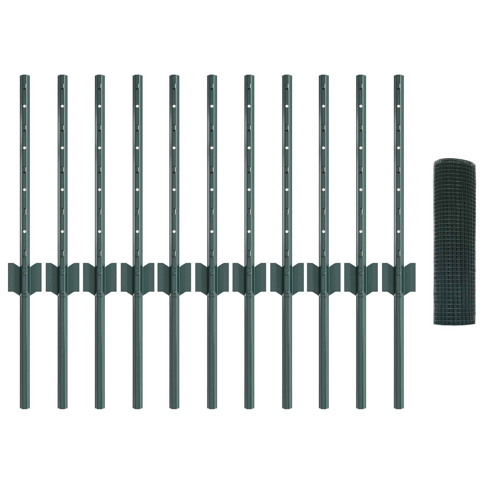 Vidaxl Welded Wire Fence, Green, X 0.4 Steel, Uv-Resistant Outdoor Fence, Includes 2 Fences, Durable, Contemporary Design For Garden Or Property Border, Metal Barrier Size 25