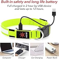 Vista 4 de BSEEN Collares iluminados para perros, collar recargable para cachorros, collar ajustable con brillo para perro, collar reflectante para mascotas
