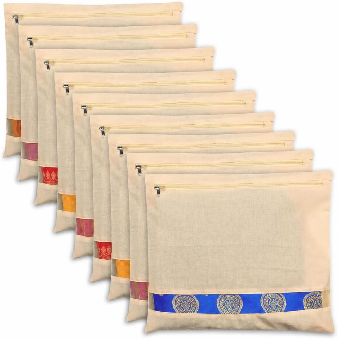 Cotton Saree Covers with ZIP - Pure Cotton 20 Big Size Single Sari Storage Bags/Cover/Pouches for Packing New Sadi - Wardrobe Organizer for Sarees/Cloths With Window