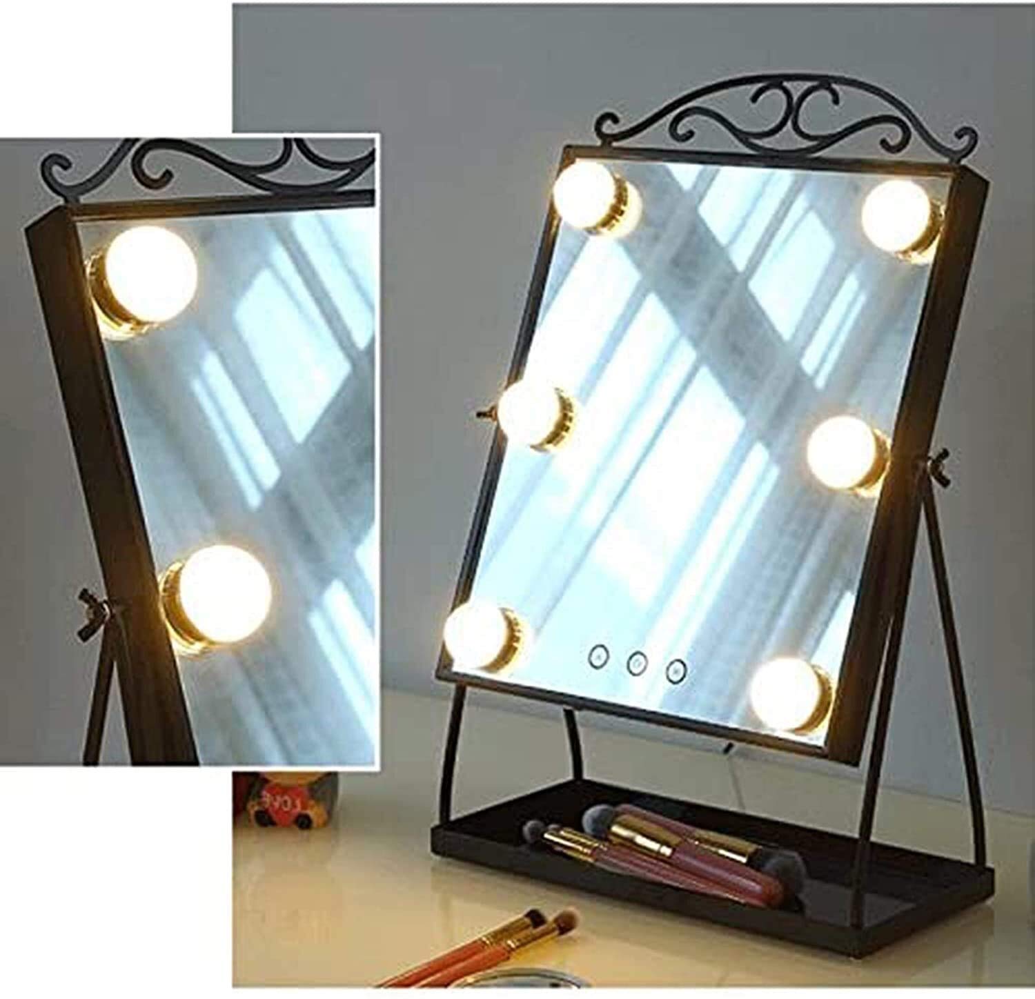 specchio per il trucco Specchio per il trucco Specchio illuminato Luce di riempimento intelligente a tre colori Lampadina per dormitorio per studenti Illuminata Luce per trucco di bellezza Luce di rie