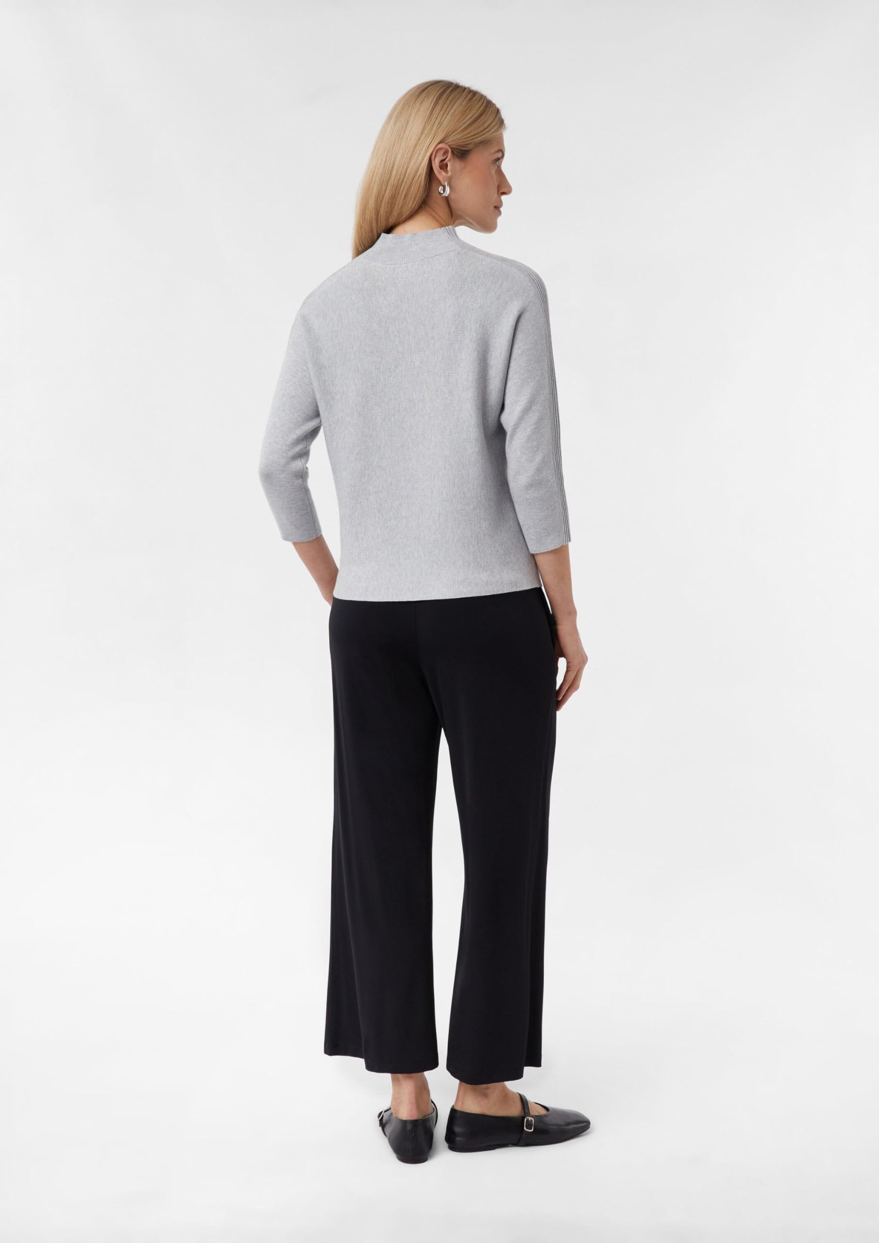 Comma Strickpullover aus Viskosemix mit Stehkragen